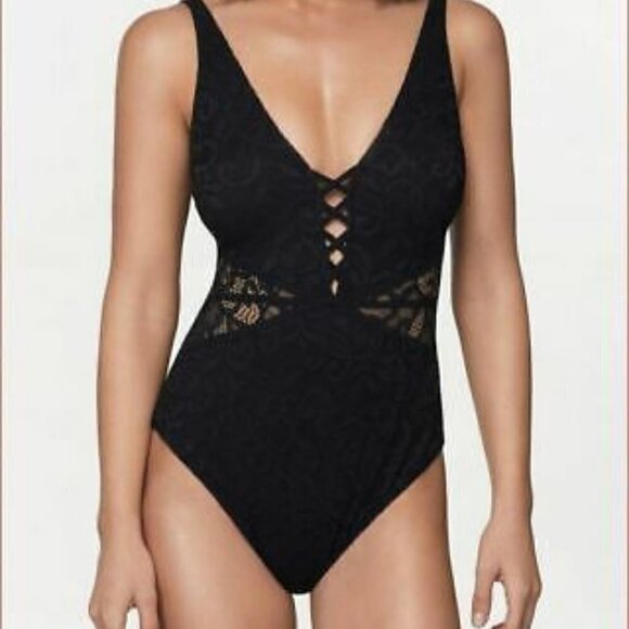 NWOT Profile By Gottex Black One Piece Swimsuit Size 8 D cup - Picture 1 of 8